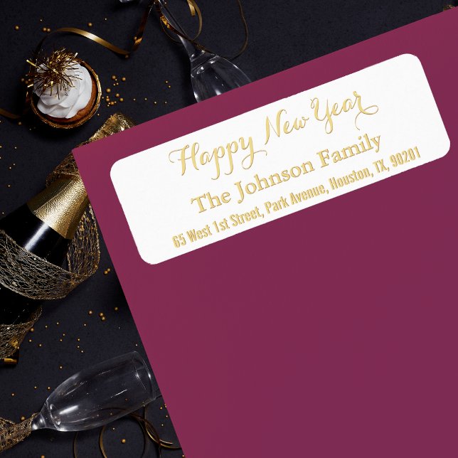 DIY Anpassningsbar Faux Guld Gott nytt år Returadr Returadress Etikett (DIY Custom Faux Gold Happy New Year Return Address Label)
