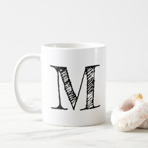 DIY Anpassningsbar Personlig Black Monogram Initia Kaffemugg
