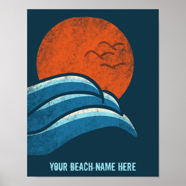 DIY Anpassningsbar Travel Poster Beach Ocean Surfi (Framsidan)