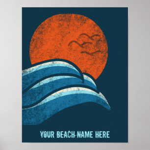 DIY Anpassningsbar Travel Poster Beach Ocean Surfn