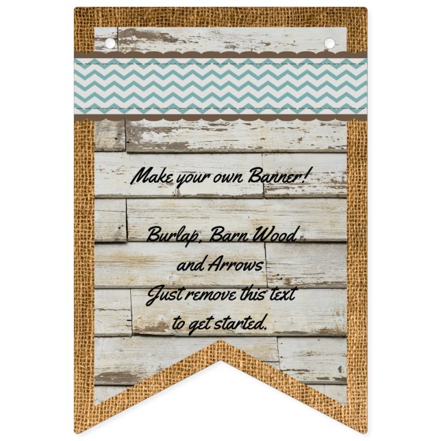 DIY Banner Barn Wood och Burlap Background Bunting Vimplar (Andra flaggan)