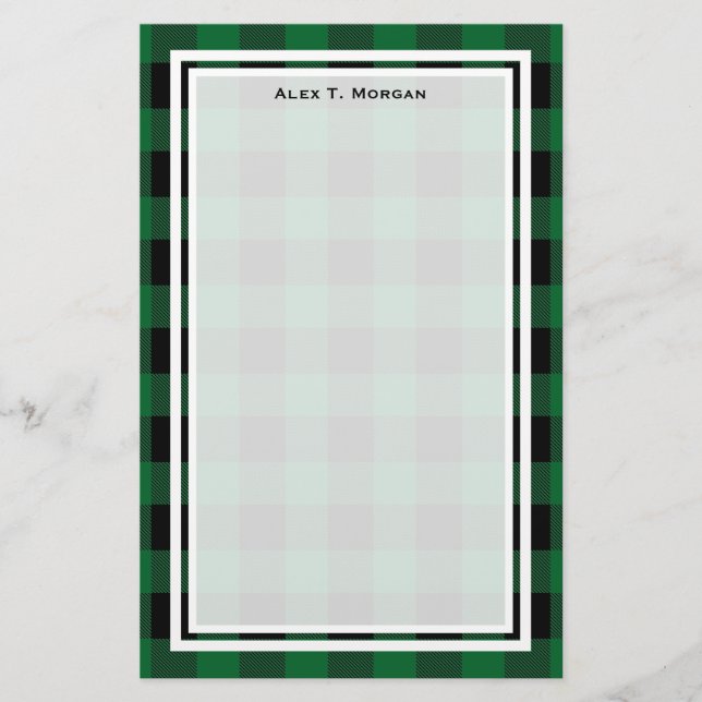 DIY BG Buffalo Play Tartan Black Forest Grönt #2 Brevpapper (Framsida)