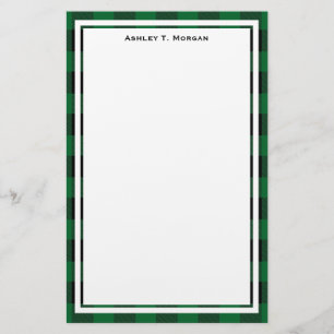 DIY BG Buffalo Play Tartan Black Forest Grönt Brevpapper