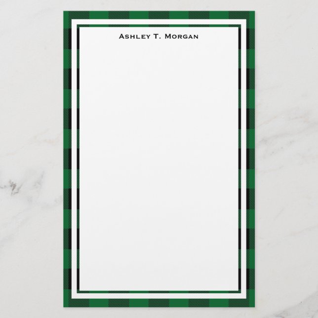 DIY BG Buffalo Play Tartan Black Forest Grönt Brevpapper (Framsida)