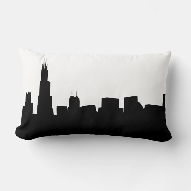 DIY BG Chicago Skyline Silhouette Lumbarkudde (Framsida)