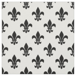 DIY BG Färg, Black Fleur De Lis Sz6 White Tyg
