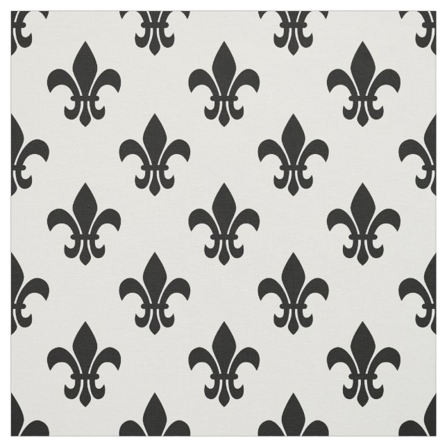 DIY BG Färg, Black Fleur De Lis Sz6 White Tyg (Provkarta)
