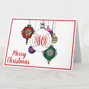 DIY BG Julafton Ornaments Red Vine Monogram Font Helgkort