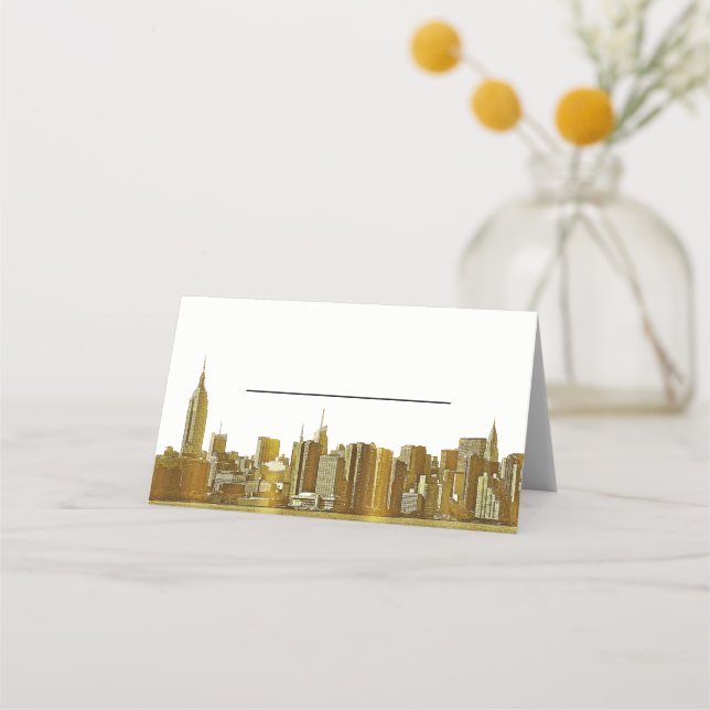 DIY BG NYC Skyline Blue Silhouette Escort Placeringskort (Framsida)