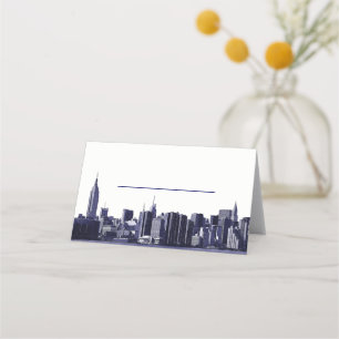 DIY BG NYC Skyline Blue Silhouette Escort Placeringskort