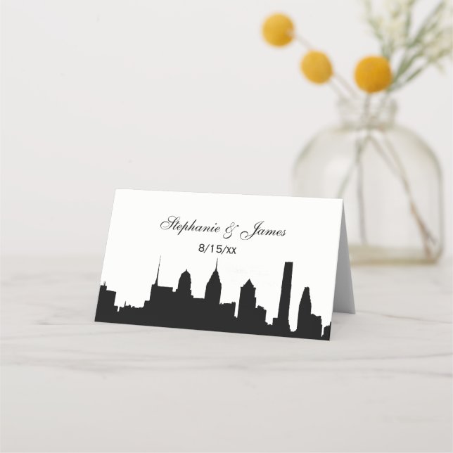 DIY BG Philadelphi Skyline Silhouette Escort Placeringskort (Framsida)