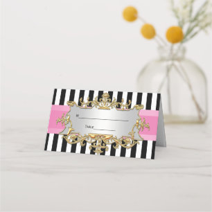 DIY BG White Rand, Rosa Ribbon Guld Escort Card Placeringskort