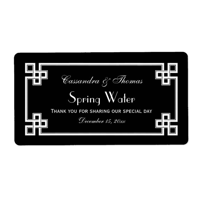 DIY Black Whet Grekiska Nyckel Ram H-Vattenflaskan Fraktsedel (Framsidan)