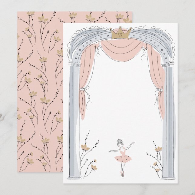 DIY Blank Ballet Party Inbjudningar (Fram/baksida)