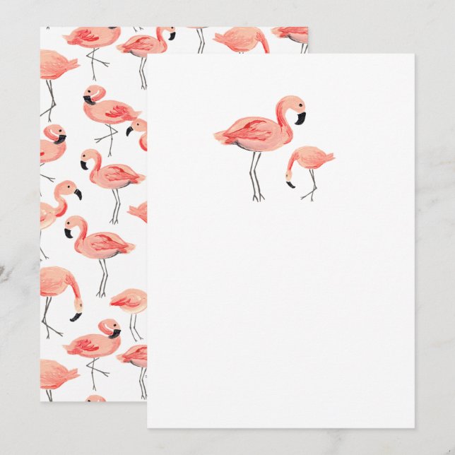 DIY Blank Flamingo Inbjudningar (Fram/baksida)