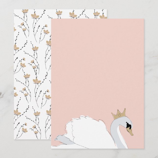 DIY Blank Svan Princess Party Inbjudningar (Fram/baksida)