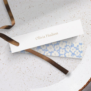 DIY Bröllop Blommigt Dusty Blue & White Ställe Nam Anteckningskort