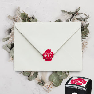 DIY Bröllop Funny Faux Red Vax Seal Monogram Självfärgande Stämpel