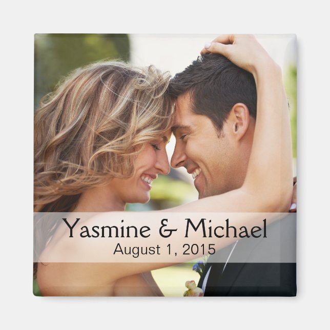DiY Bröllop Photo Square Keepsaké Favor Magnet (Framsidan)