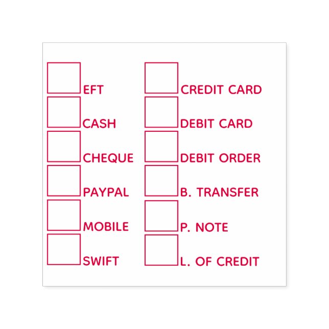 DIY Business banking-betalningsmetoder 12 block re Självfärgande Stämpel (Design)