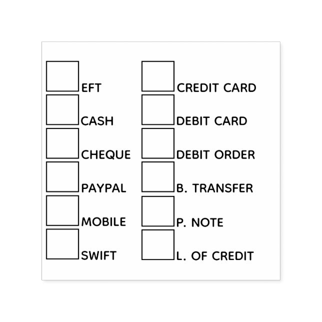 DIY Business Banking-betalningsmetoder 12 checklis Självfärgande Stämpel (Design)