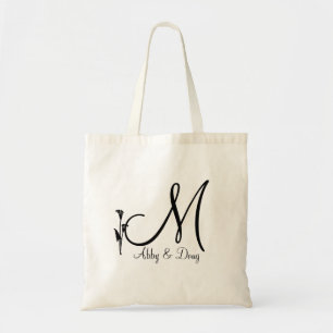 DIY Calla lily logotyp med monogram Tygkasse