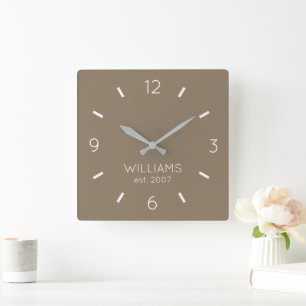 DIY Clock Anpassningsbar Färg, Namn, text Fyrkantig Klocka