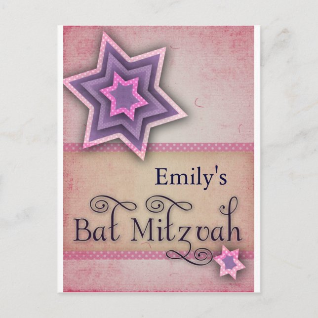 DIY Colorful Bat mitzvah design Vykort (Framsida)