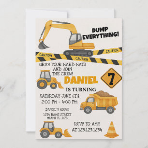 DIY Construction Birthday-inbjudningar Inbjudningar