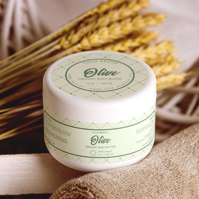 DIY Cosmetic Burk Wrap-Around Label in Retro Grönt Vattenflaskor Etikett (Skapare uppladdad)