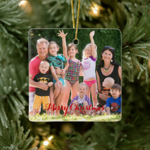DIY Create Your Own Square Photo Holiday Christmas Julgransprydnad Keramik