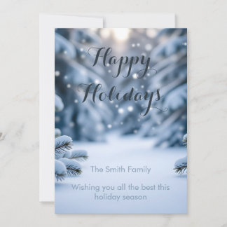 DIY Customizable Photo Template Clean Snow Bokeh Julkort