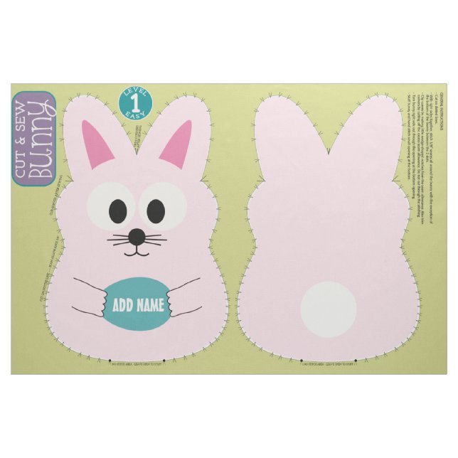 DIY Cute Bunny-Mjukisdjurets eget namn Tyg (Fat Quarter)