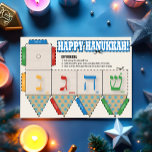 DIY Dreidel Lycklig Hanukkah Greeting Card Helg Vykort<br><div class="desc">DIY Dreidel Lycklig Hanukkah - presenterar detta fantastiska vykort för Lycklig Hanukkah som förvandlas till det traditionella Dreidel-spelet. Designat i Hanukkahs anda, allt du behöver är ett par sax och lim och du är redo att åka. Det här smartkortet ger säkert så mycket roligt till barnen. Inuti meddelandet kan du...</div>