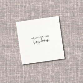 DIY Editable White Black Bröllop Cocktail Napkin Pappersservett