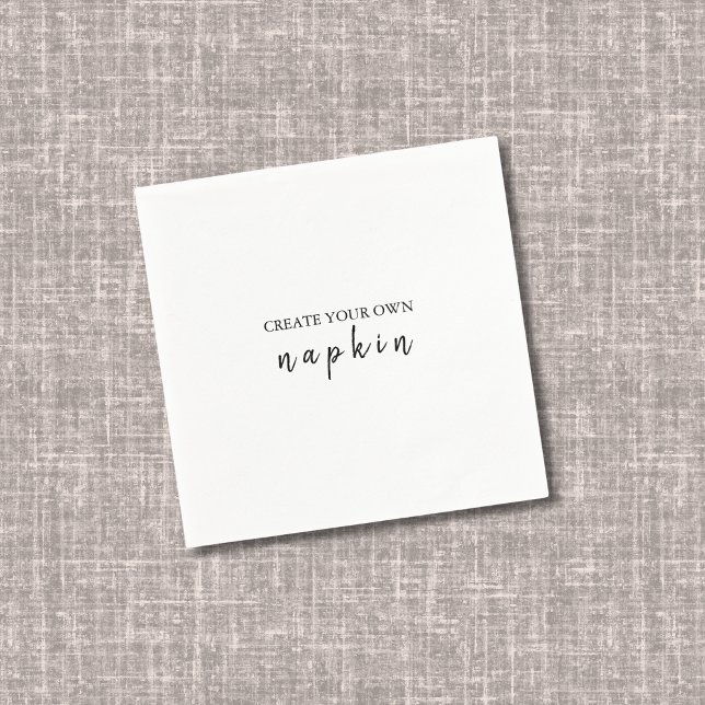 DIY Editable White Black Bröllop Cocktail Napkin Pappersservett (Skapare uppladdad)