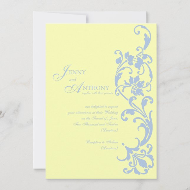 DIY Elegant Enkelhet i Butterkräm och Himlar Blue Inbjudningar (Framsida)