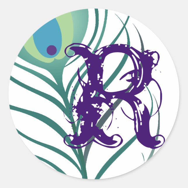 DIY Elegant Peacock Feather Runt Klistermärke (Framsida)