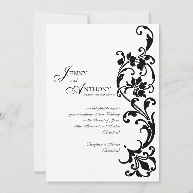 DIY Elegant Simplicit in Black and White Inbjudningar (Framsida)