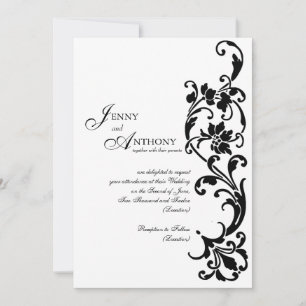 DIY Elegant Simplicit in Black and White Inbjudningar