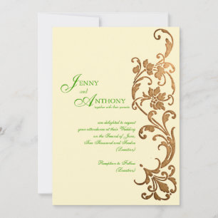 DIY Elegant Simplicit in Emerald and Bronze Inbjudningar