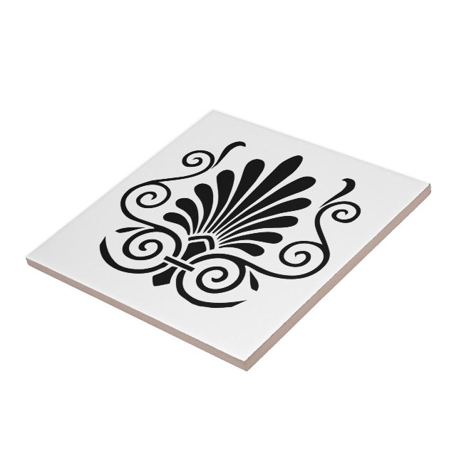 DIY Färg Art Deco Arabesque Plume Black on White Kakelplatta (Sidan)