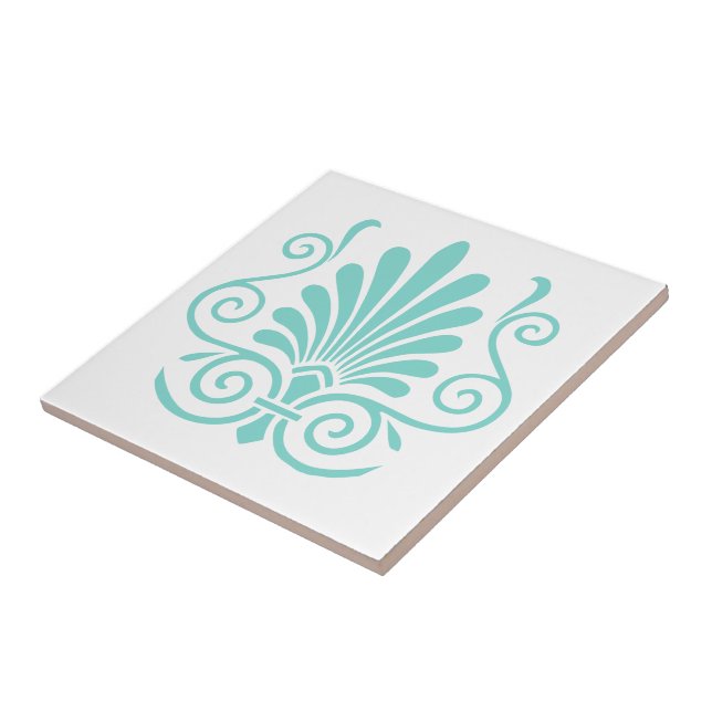 DIY Färg Art Deco Arabesque Plume Turq on White Kakelplatta (Sidan)