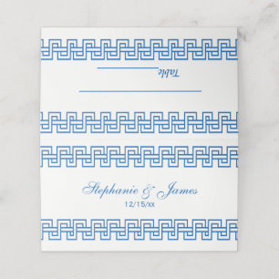 DIY Färg Azure Blue Grekiska Nyckel Meander Gräns Placeringskort