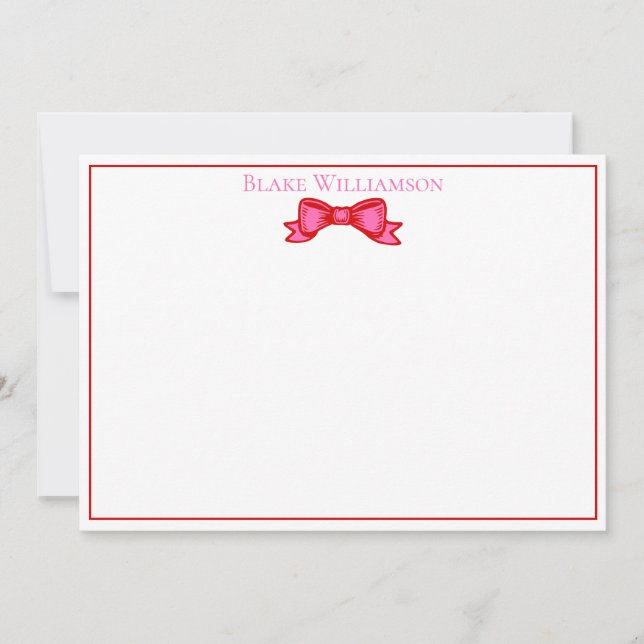 DIY Färg Elegant Bow Ribbon #6 från Red Shock rosa Anteckningskort (Framsida)