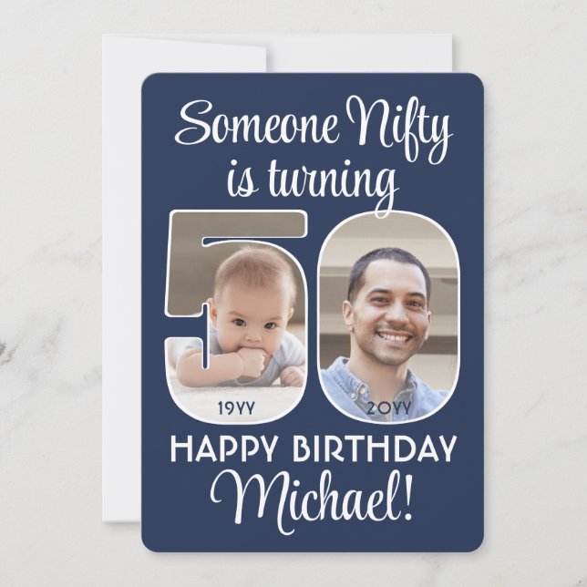 DIY Färg ・ Femtio femtionde Födelsedagsfestens fot Inbjudningar (Framsida)