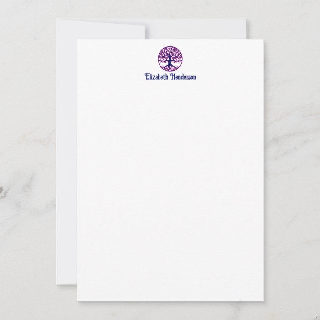 DIY Färg Framed Curly Livets träd Blue Shock rosa Tack Kort (Framsida)