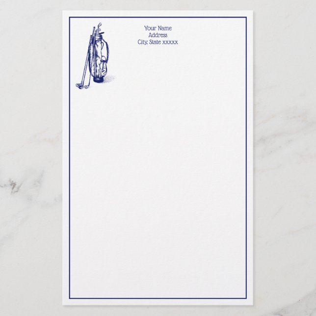 DIY Färg Golf Bag Golf Klubbs Blue Brevpapper (Framsida)