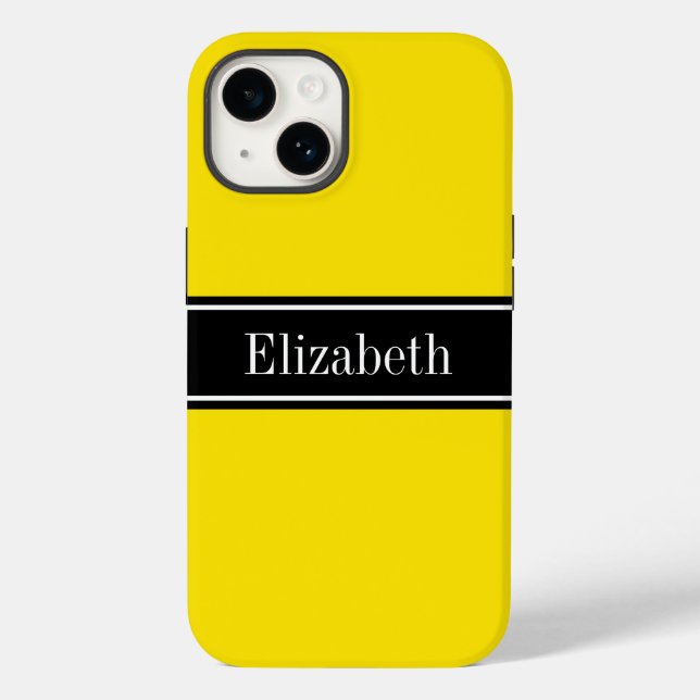 DIY Färg Gult, Black Ribbon Namn Monogram S (Baksida)