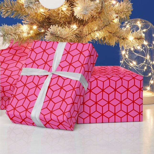 DIY Färg Kuber Stor SV Hot Pink Röd Presentpapper (Helgdagar)